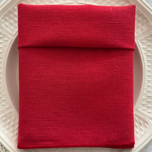 'Red Linen' Napkin with Scalloped Edge