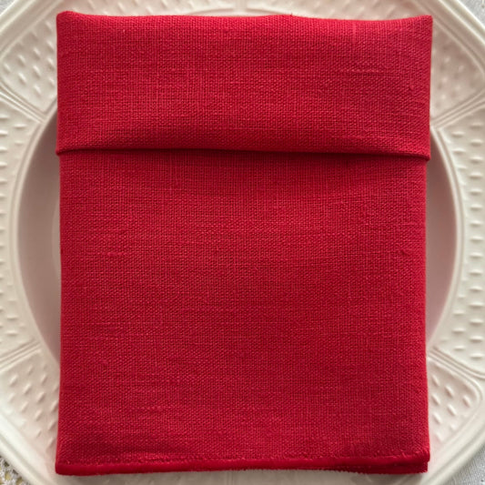 'Red Linen' Napkin with Scalloped Edge