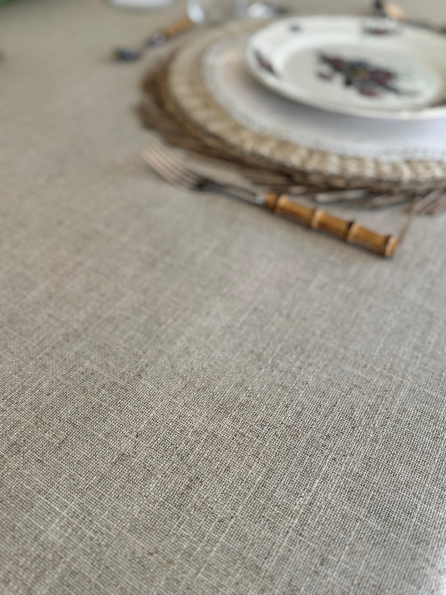 Coated Linen Spill-Resistant Tablecloth