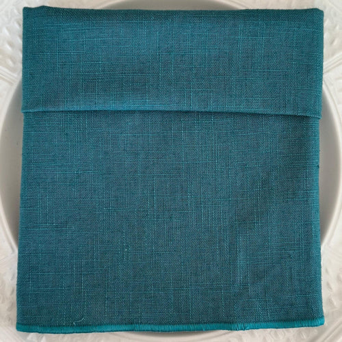 'Turquoise Linen' Napkin with Scalloped Edge